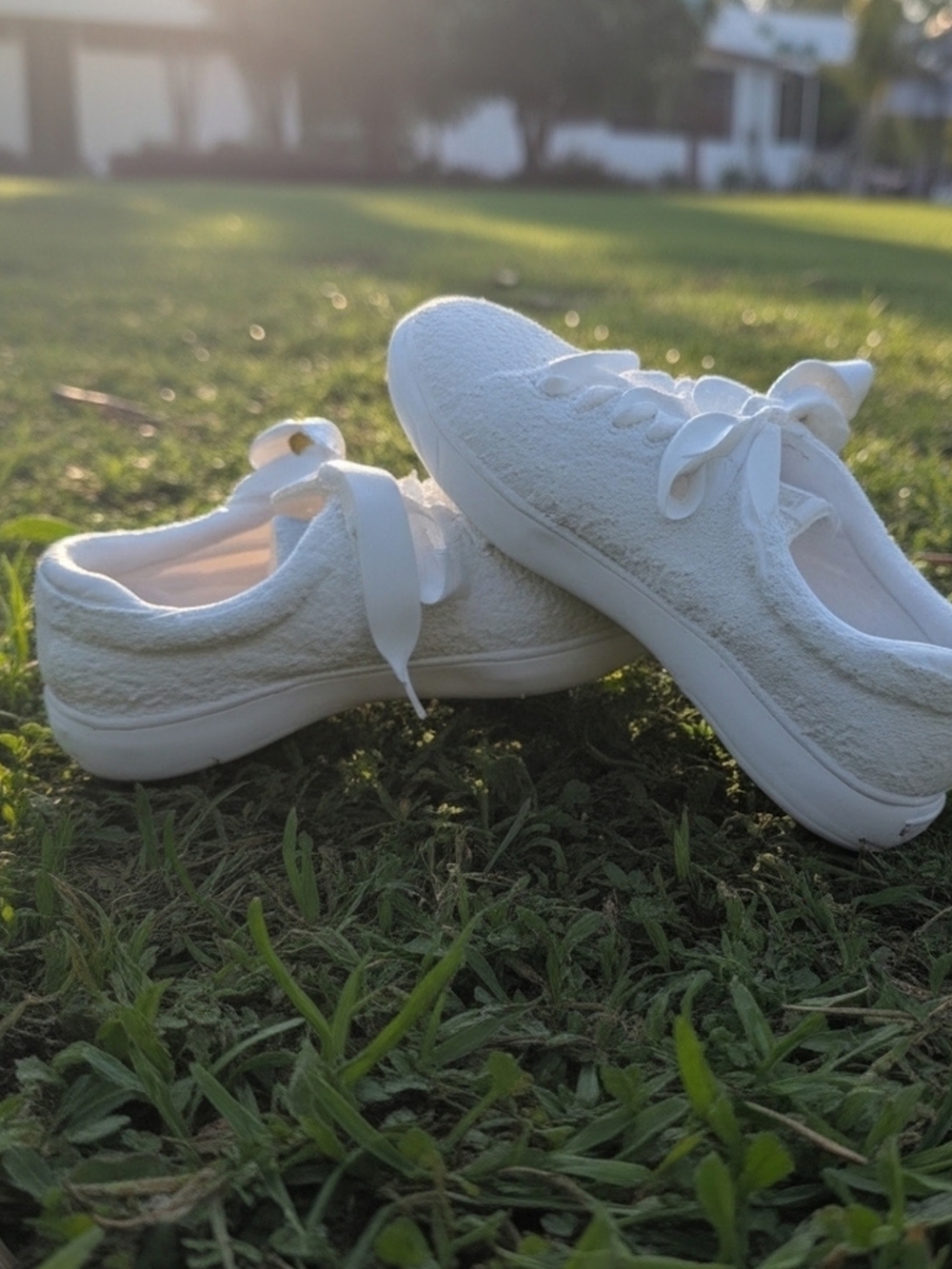 Keds White Low-Top Canvas Sneakers with Ribbon Laces